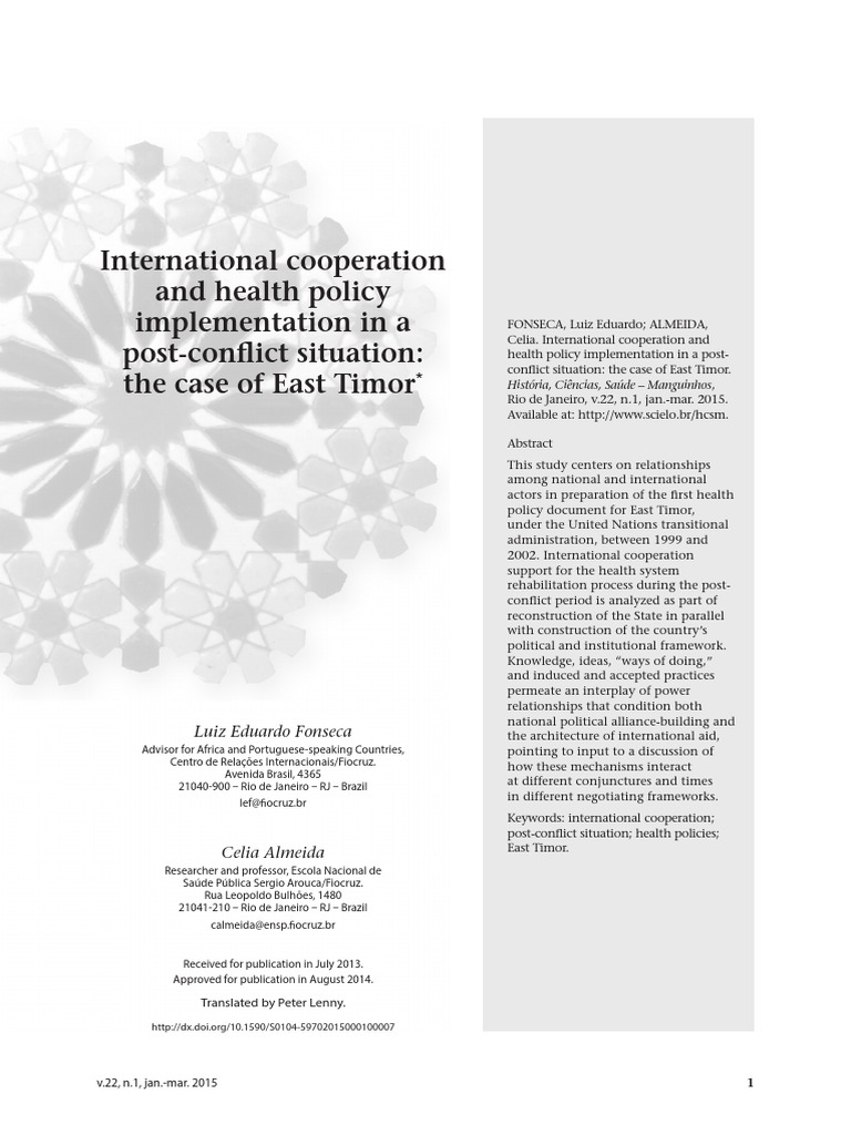 International Cooperation and Health Policy Implementation in A Post ...