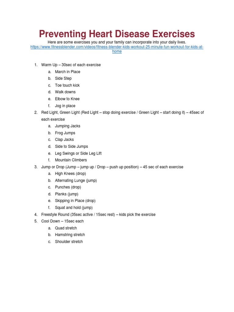 Preventing Heart Disease Exercises | PDF