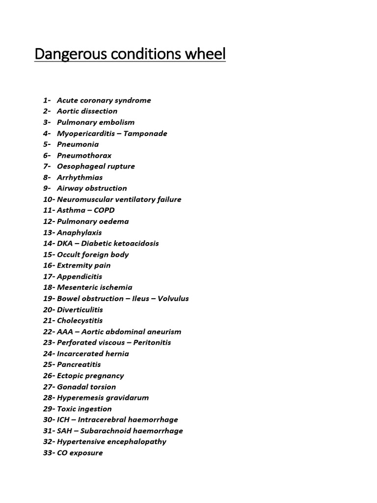 Dangerous Conditions Wheel PDF Stroke Human Diseases And Disorders