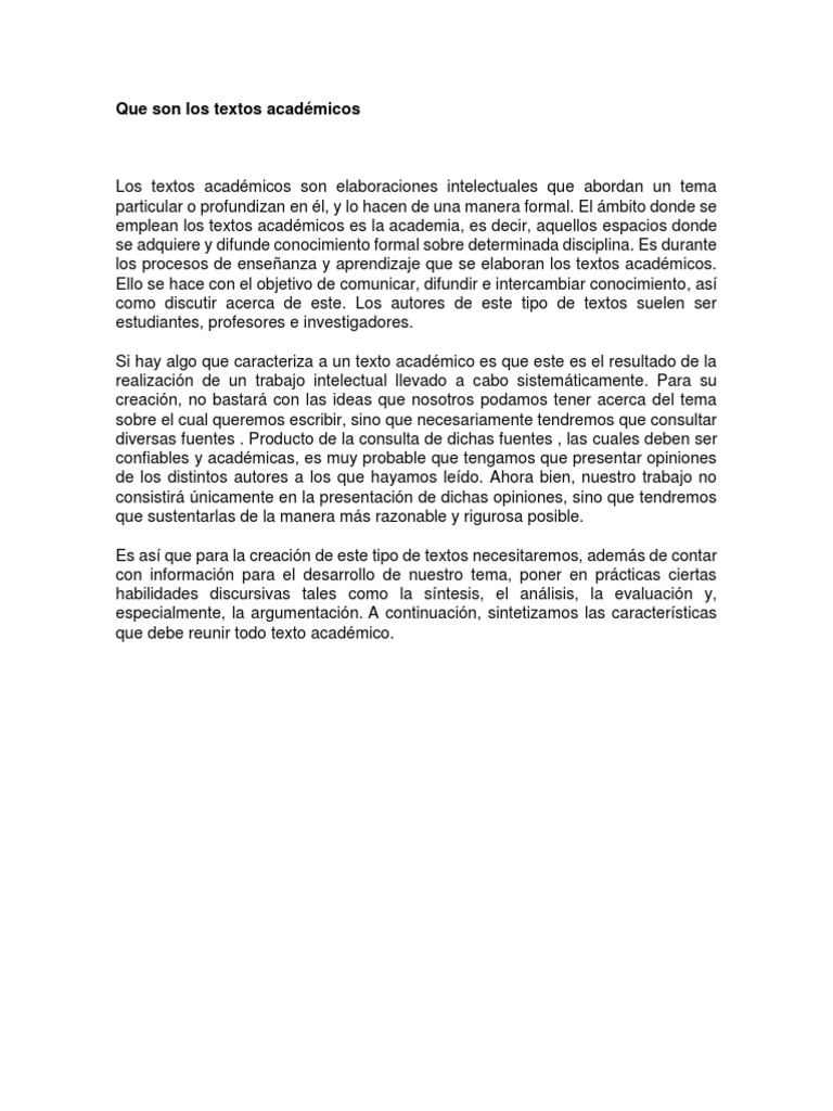 Que Son Los Textos Académicos | PDF | Conocimiento | Ensayos