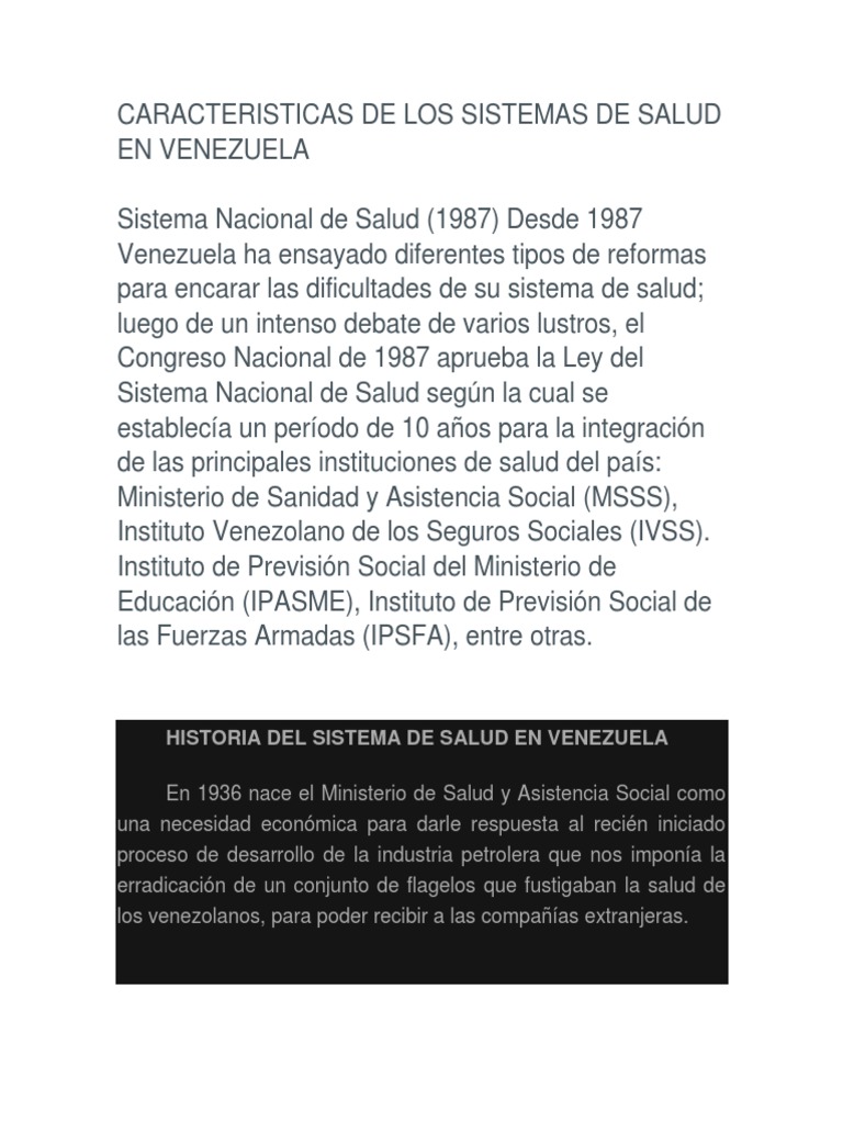 Características del Sistema de Salud en Venezuela | PDF | Hospital ...
