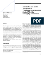 Kinematic and Static Analysis of A Three-Degree-Of-Freedom Spatial Modular Tensegrity Mechanism