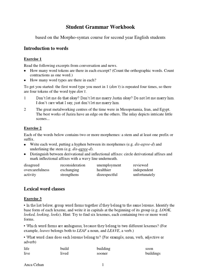 Student Grammar Workbook for English Learners | PDF | Language Arts ...
