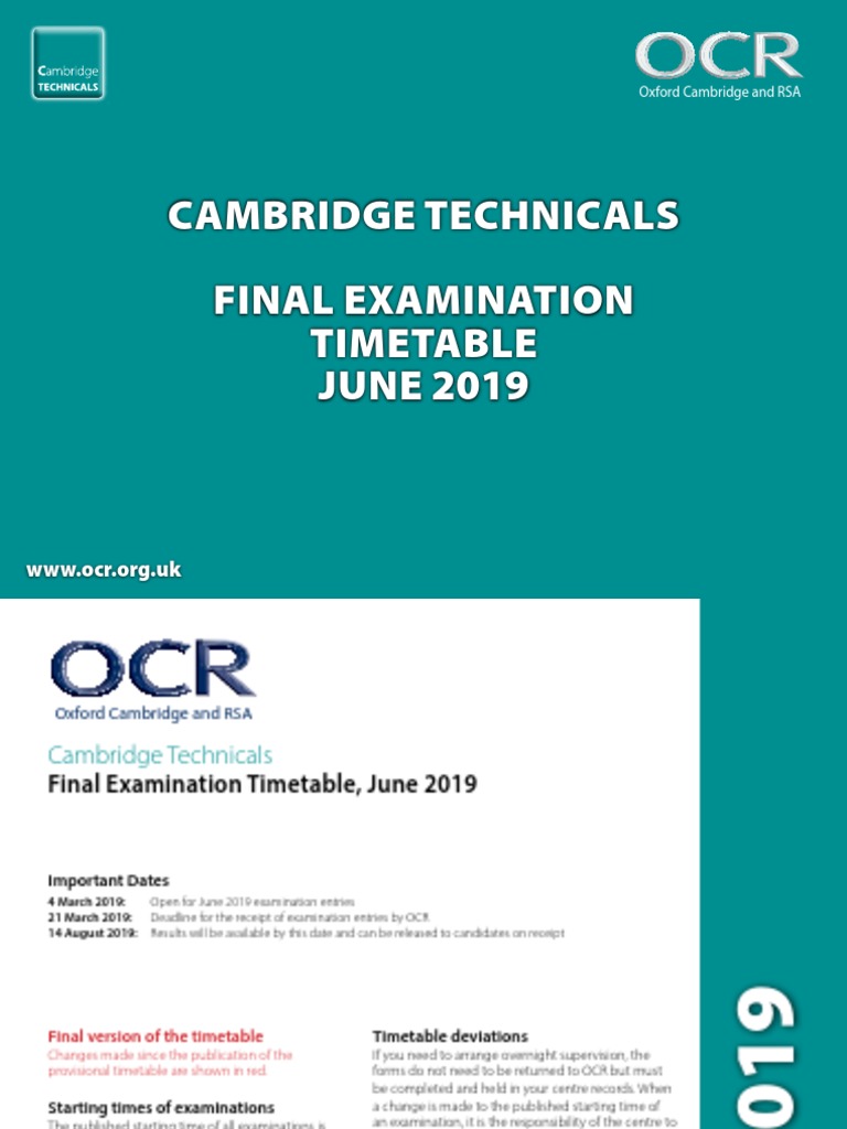 Ocr Cambridge Technicals Summer 2019 PDF University Of Cambridge