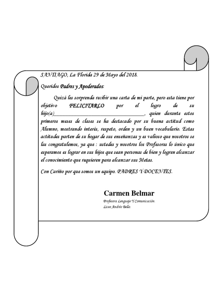 Carta de Felicitaciones para Mis Alumnos  PDF