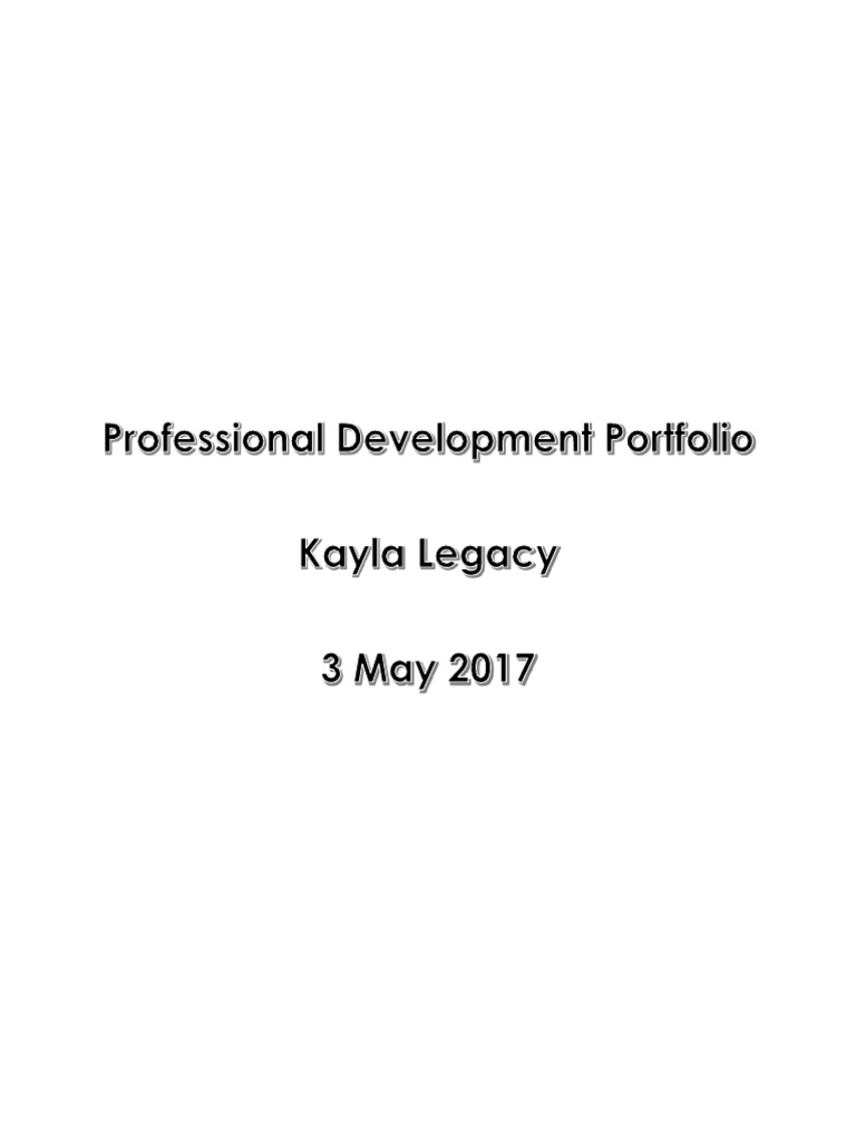 Professional Development Portfolio | PDF | Early Childhood Education ...