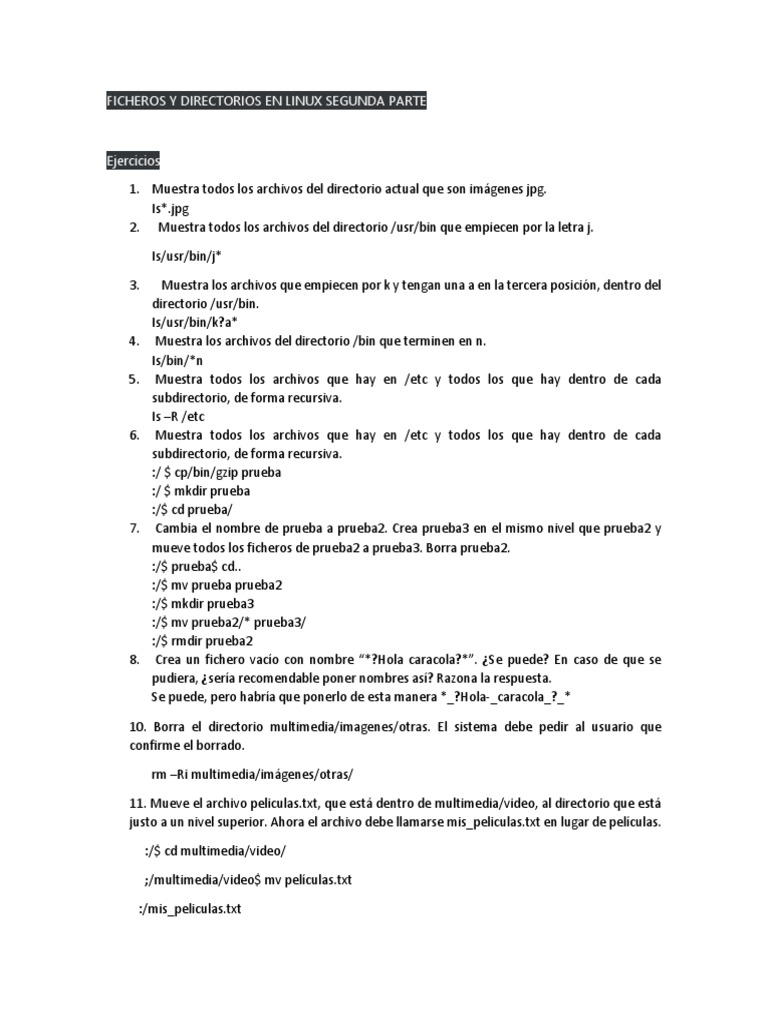 Ficheros y directorios en Linux | PDF | Sistema de archivos | Archivo ...