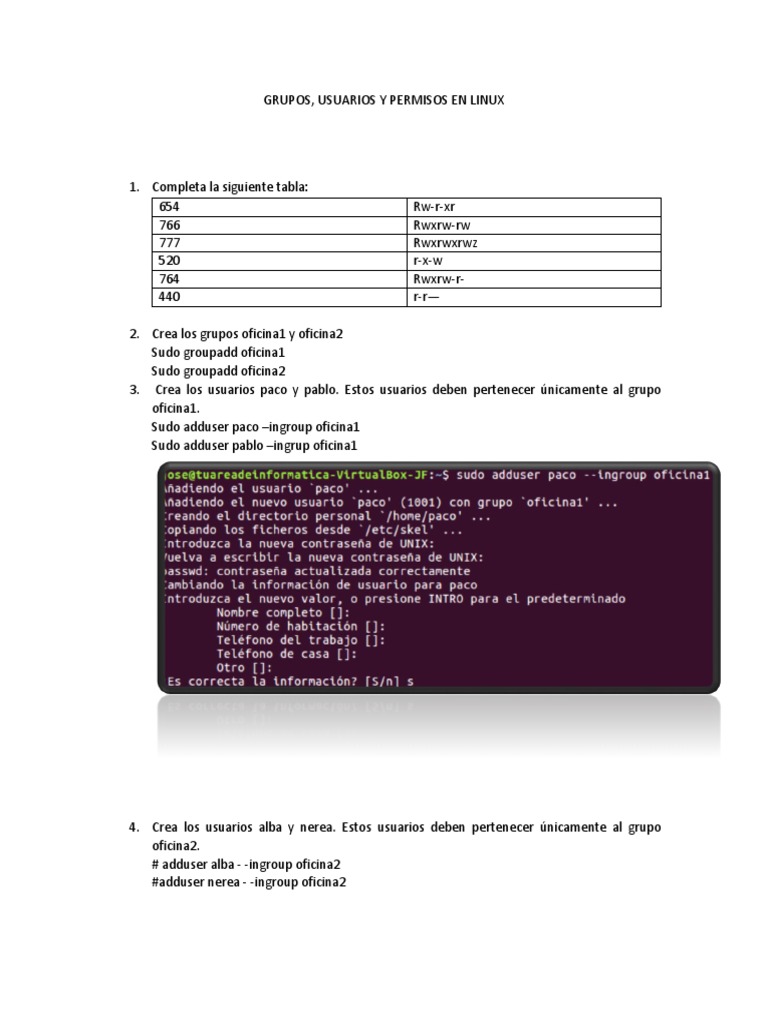 Gestión de Usuarios y Grupos en Linux | PDF | Archivo de computadora ...
