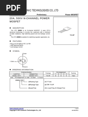 Produktbild von AOTF13N50 N-Kanal MOSFET – 500V, 8,5A – TO220F Gehäuse – Unipolar – Von Alpha Omega Semiconductor