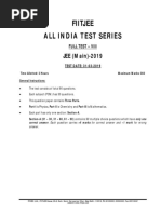 Fiitjee All India Test Series: JEE (Main) - 2019