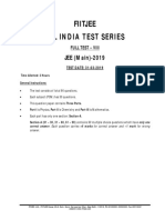 FIITJEE AITS-FT-VIII-PCM-JEE(Main) Test