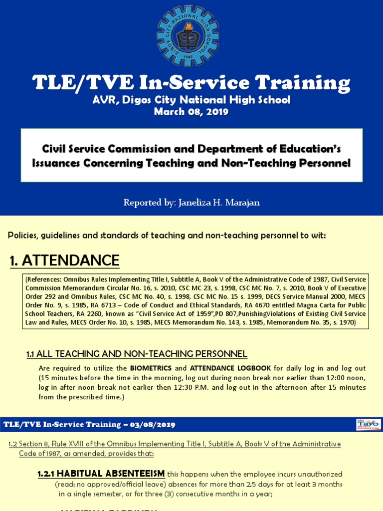 In-Service Training MArch 8, 2019 | PDF | Virtue | Government Information