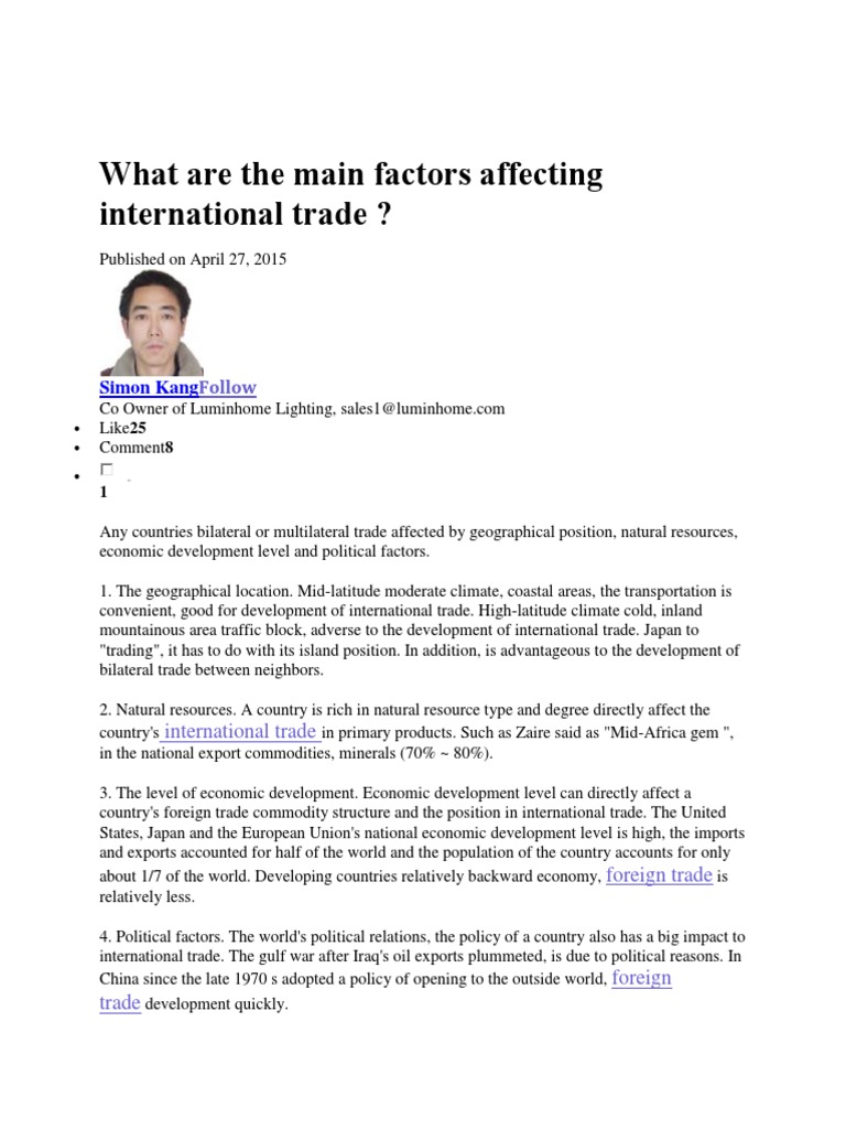Key Factors Influencing International Trade | PDF | Trade | Economic ...