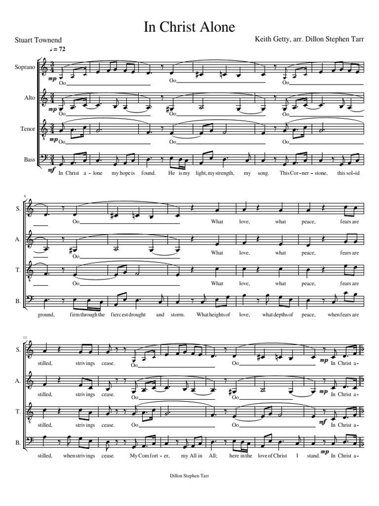 In Christ Alone - SATB | PDF | Choral Music | Vocal Music for Free Printable In Christ Alone Sheet Music Free
