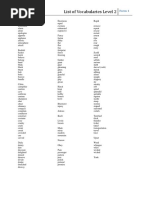 List of Vocabularies Level 2: Form 1