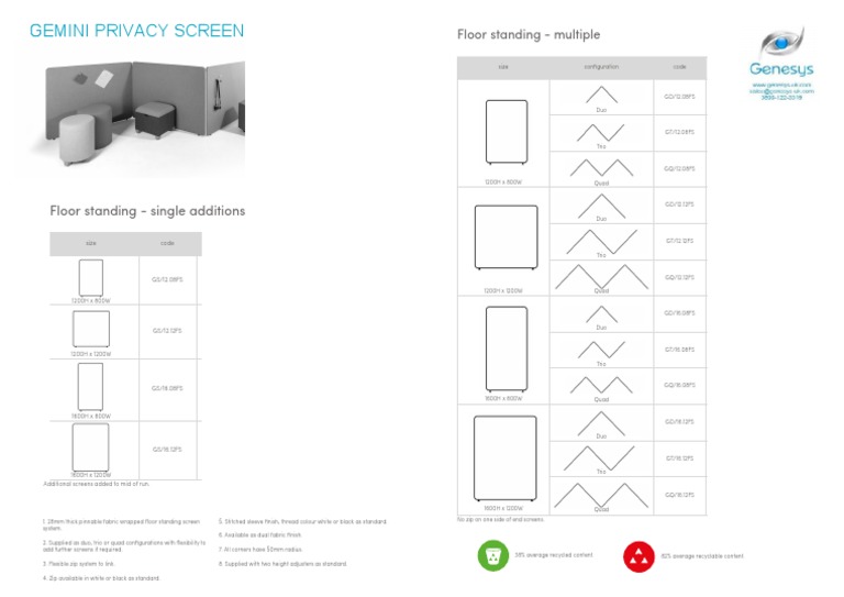 Gemini Privacy Screen - Data Sheet 2 | PDF