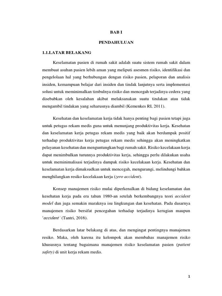 Manajemen Risiko Di Unit Kerja Rekam Medis By Mariani