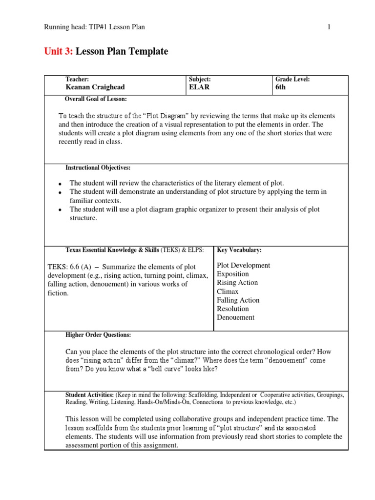 Lesson Plan Template: Unit 3 | PDF | Lesson Plan | Instructional Design