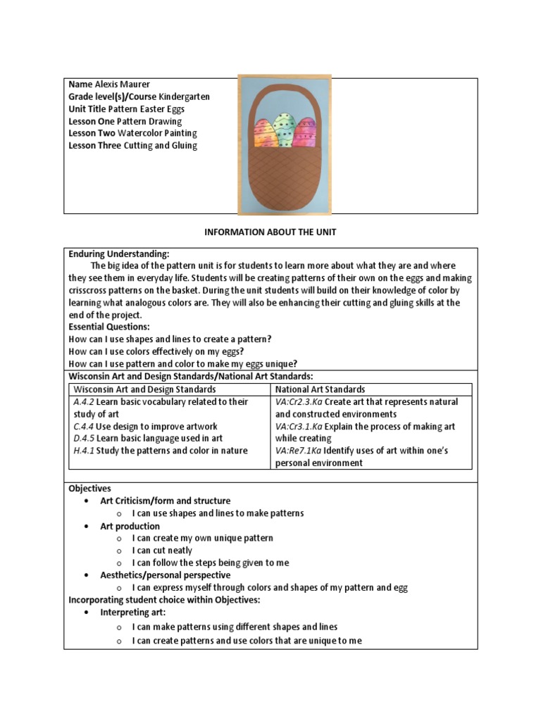 Kindergarten Lesson Plan PDF Individualized Education Program