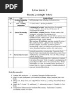 B. Com. Semester II Financial Accounting II - Syllabus