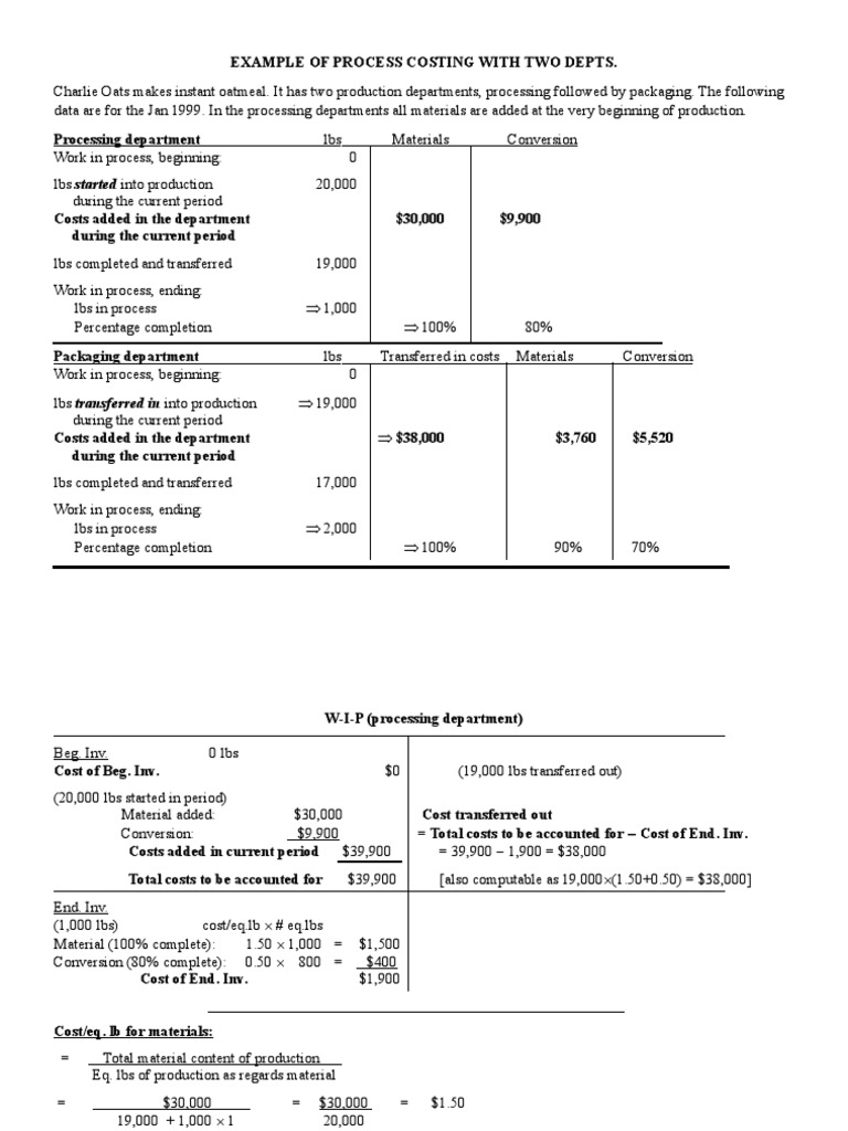 Example of Process Costing With Two Depts | PDF | Pound (Mass) | Business