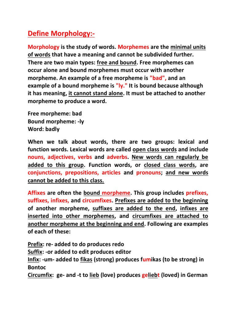 Understanding Morphology and Circumfixes | PDF | Morphology ...