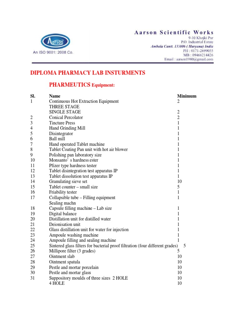 D Pharmacy Lab Instruments PDF Tablet (Pharmacy) Filtration