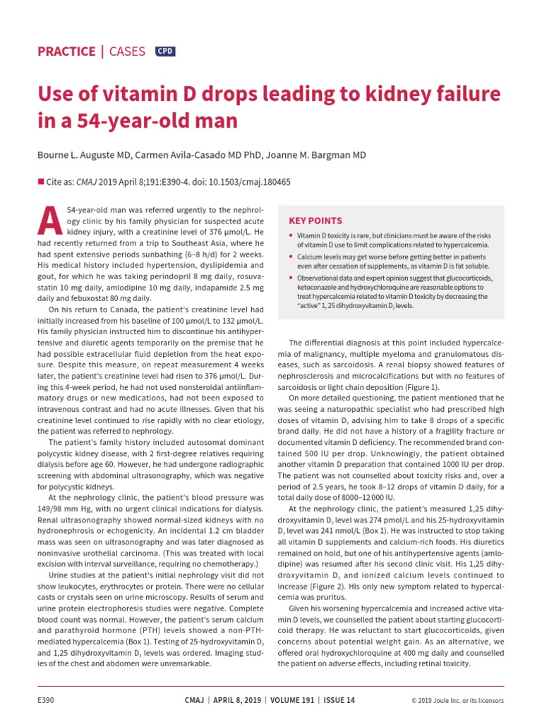 Use of Vitamin D Drops Leading To Kidney Failure in A 54YearOld Man