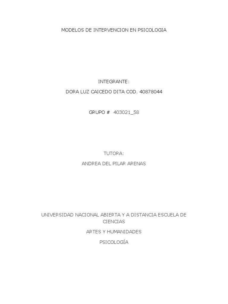 Modelos de Intervencion en Psicologi1.Fase 3 | PDF | Comportamiento ...