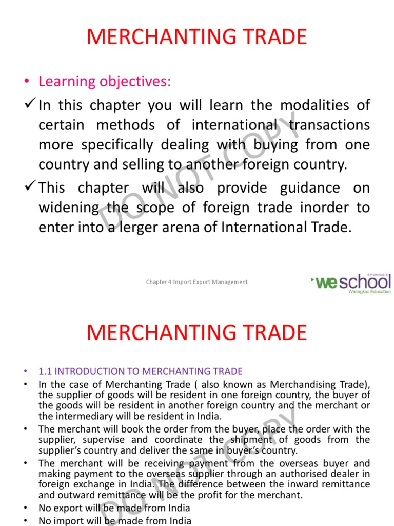 Merchanting Trade | PDF | Merchandising | Economies