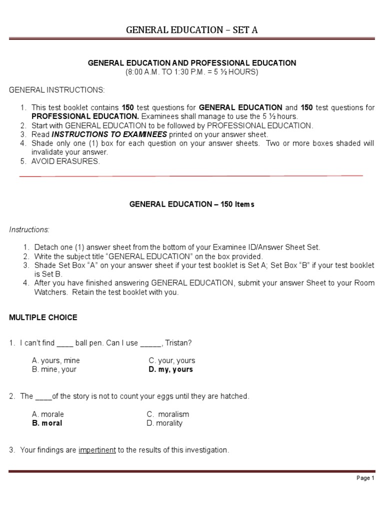 General Education Test Review Set A | PDF | Separation Of Powers | Triangle