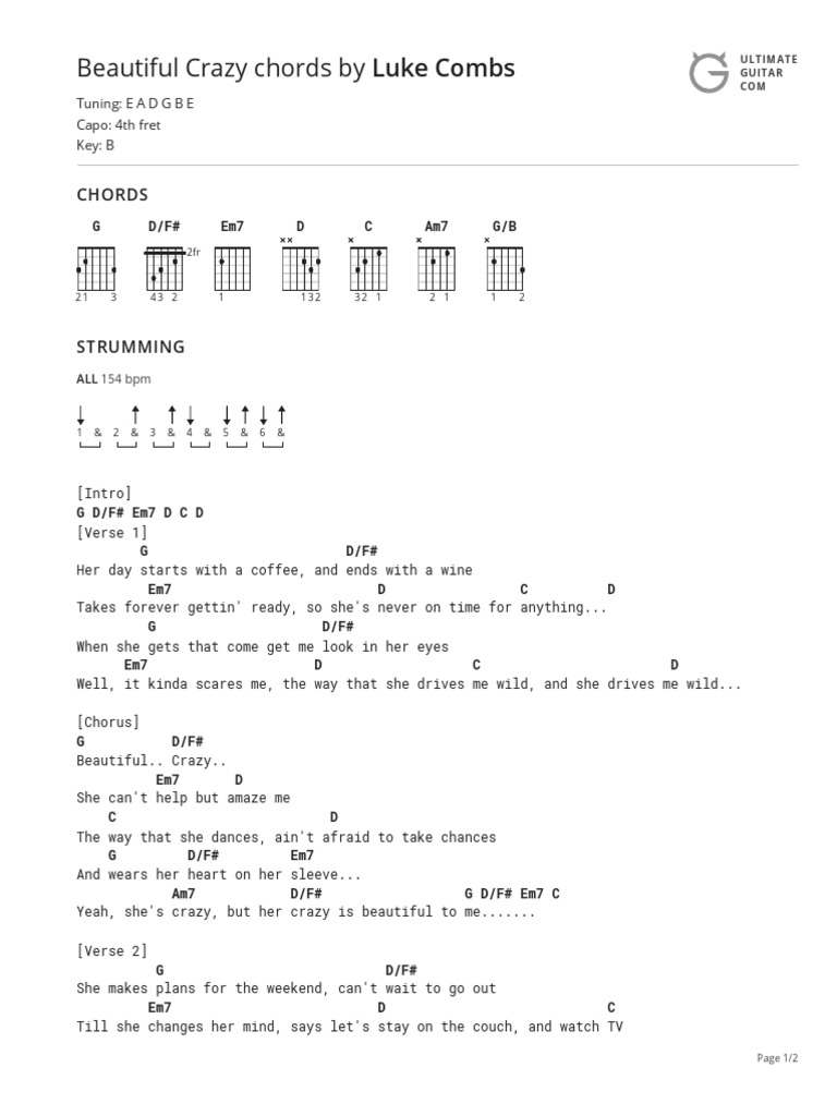 Beautiful Crazy Chords by Luke Combs Song Structure Musical Forms