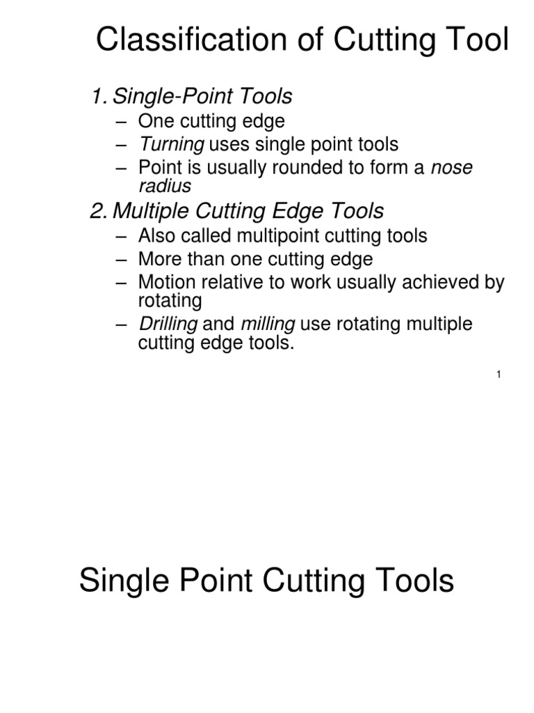 Classification of Cutting Tool PDF