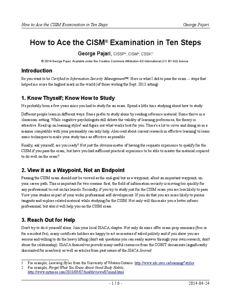 Studying For The Cism Exam3 PDF | PDF | Question | Information Security
