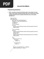 Accord Info Matrix: Programming Questions