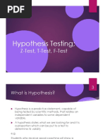 Hypothesis Testing : Z-Test, T-Test, F-Test