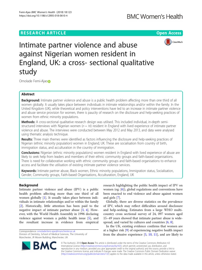 Intimate Partner Violence and Abuse Against Nigerian Women Resident in ...