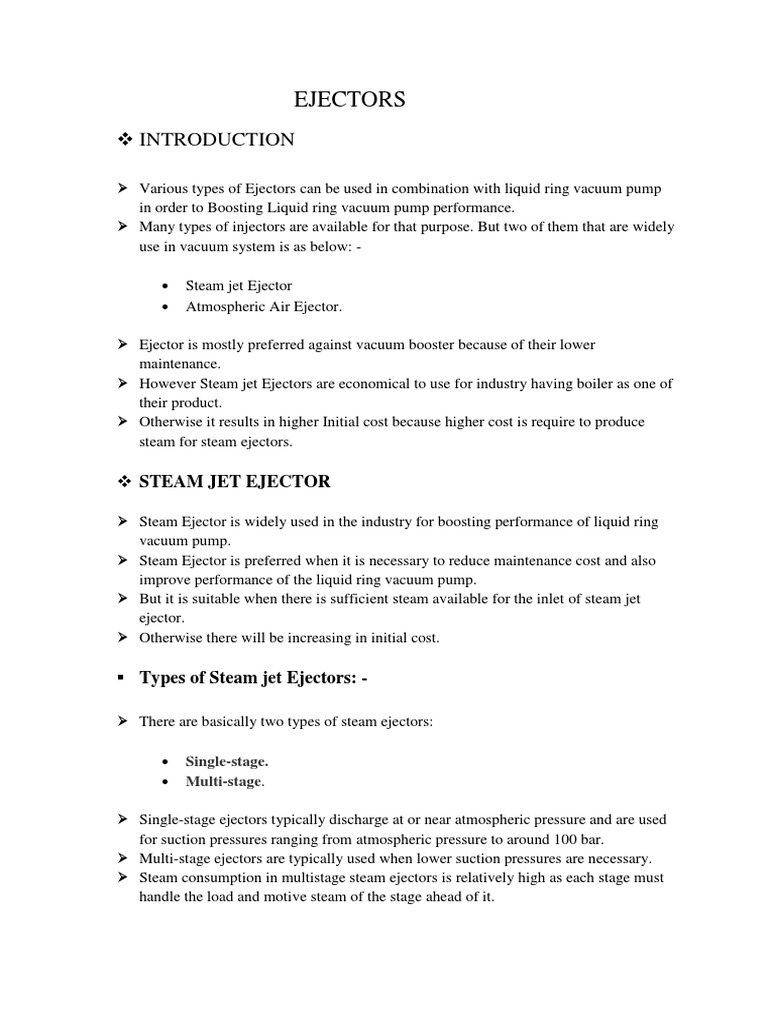 Boosting Liquid Ring Vacuum Pump Performance with Ejectors A