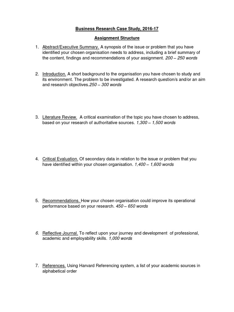 Business Research Case Study Guide | PDF