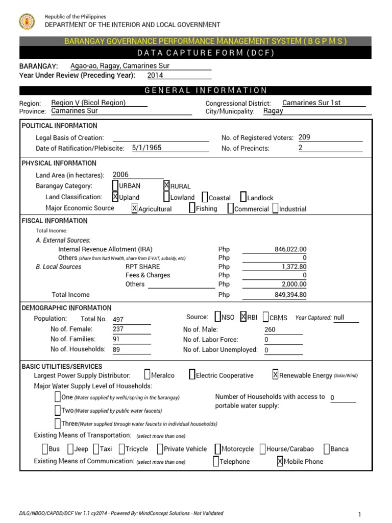 Barangay Performance Rating 2014 | PDF | Mobile Device | Waste Management