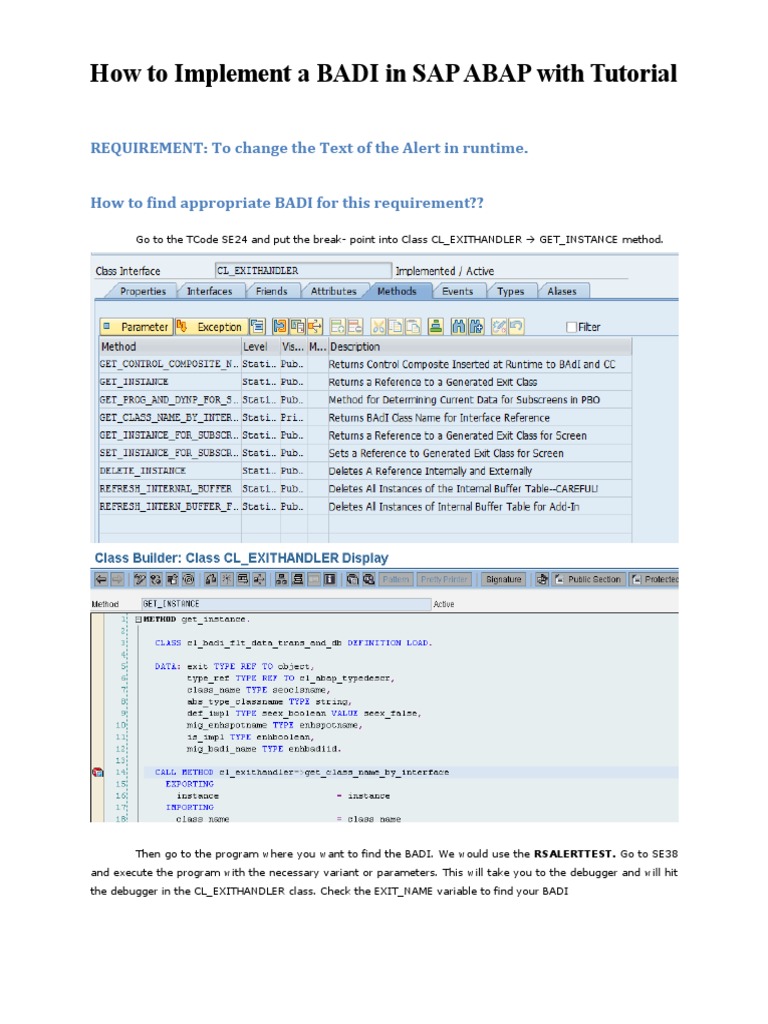 Implementing BADI in SAP ABAP Tutorial | PDF