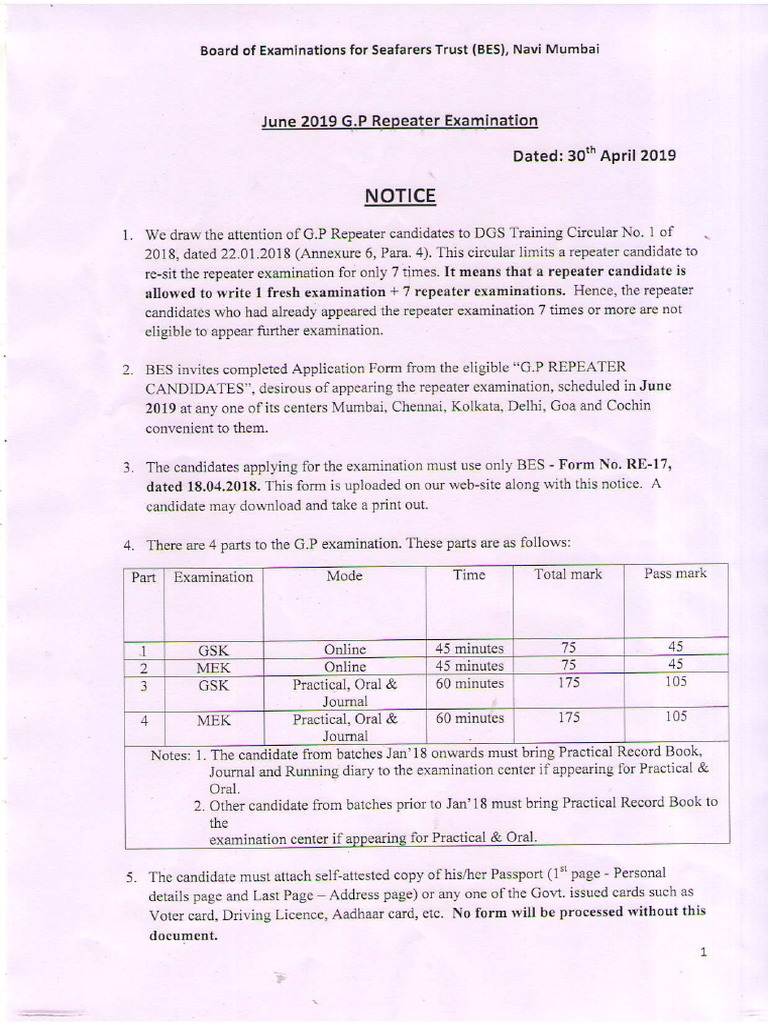 June 2019 G.P Repeater Examination PDF