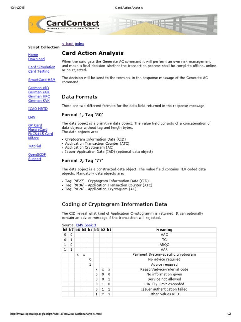 Card Action Analysis PDF | PDF | Emv | Computer Data