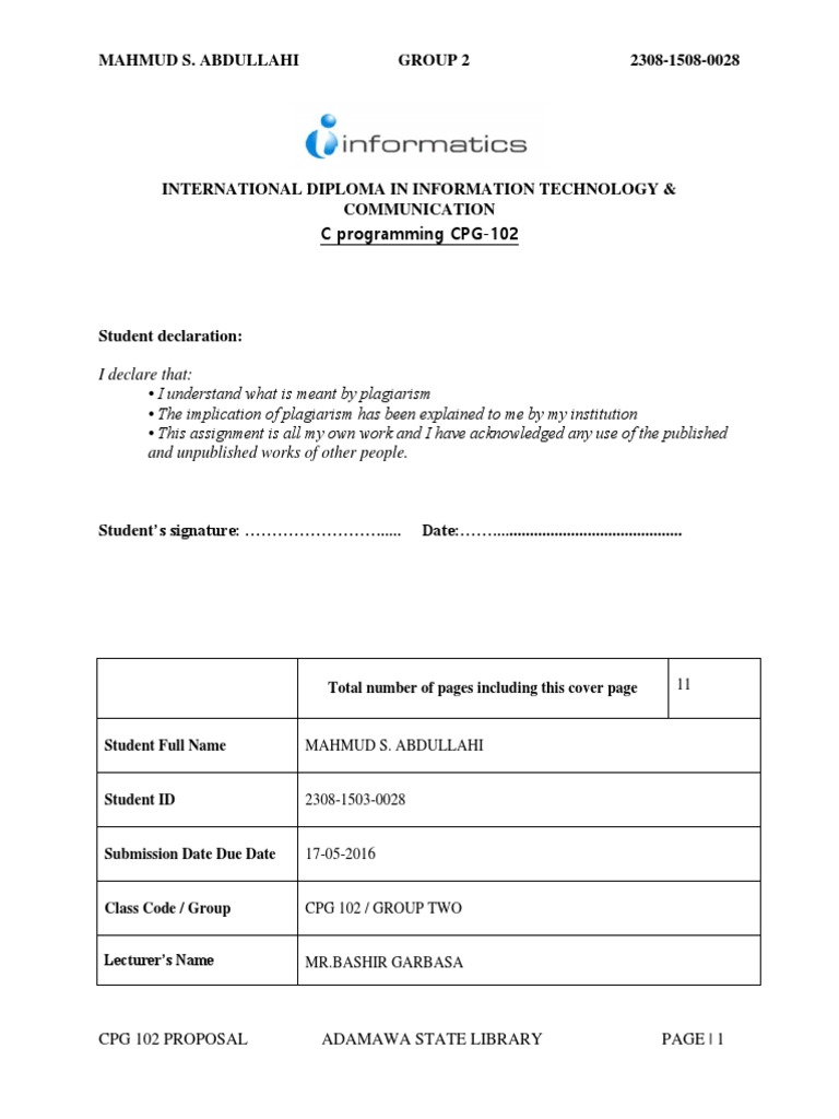 C - Programming Project Proposal | PDF | Libraries | Library (Computing)