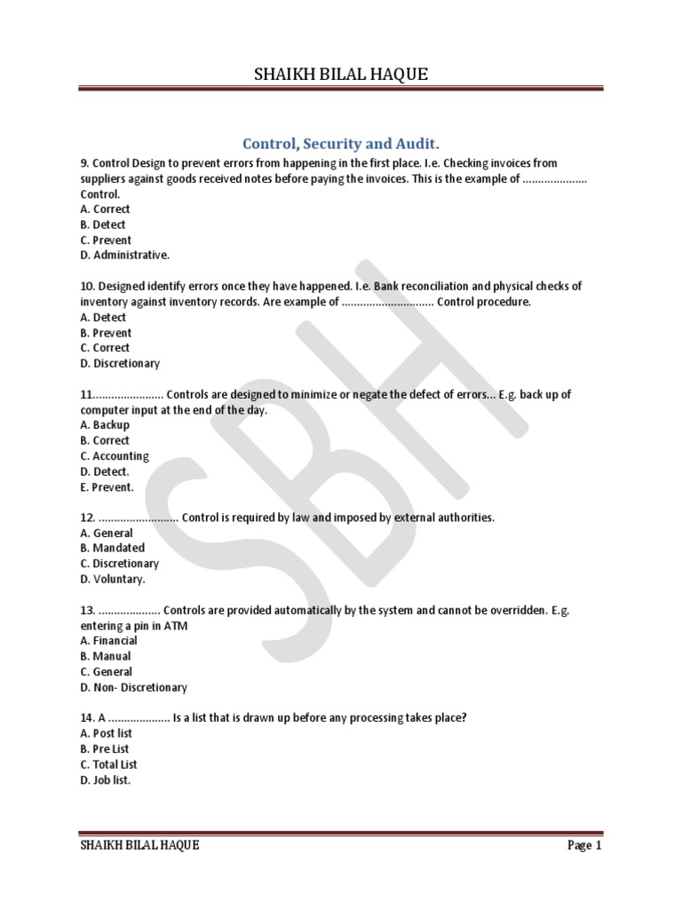 Internal Control and Audit Procedures | PDF | Internal Control | Audit