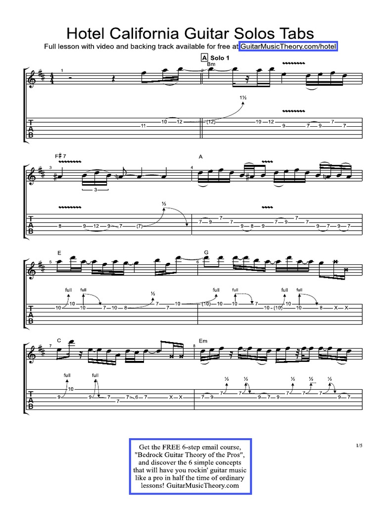Hotel California Guitar Solo Tabs Pdf Entertainment General