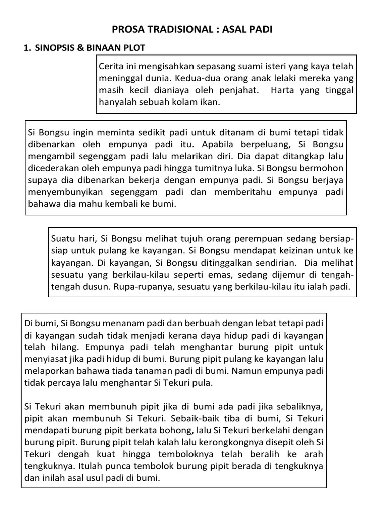 Asal Padi Sinopsis Binaan Plot Latar Tema Persoalan Pdf