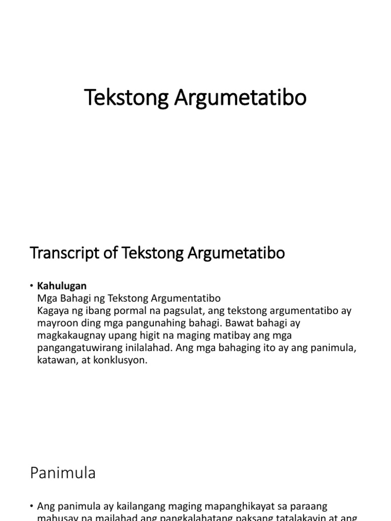 Ano Ang Kahulugan At Layunin Ng Tekstong Argumentatibo Baekahulu