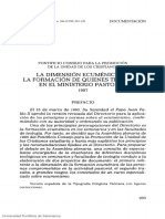 La Dimension Ecumenica en La Formacion de Quienes Trabajan en El Ministerio Pastoral. 1997 PDF