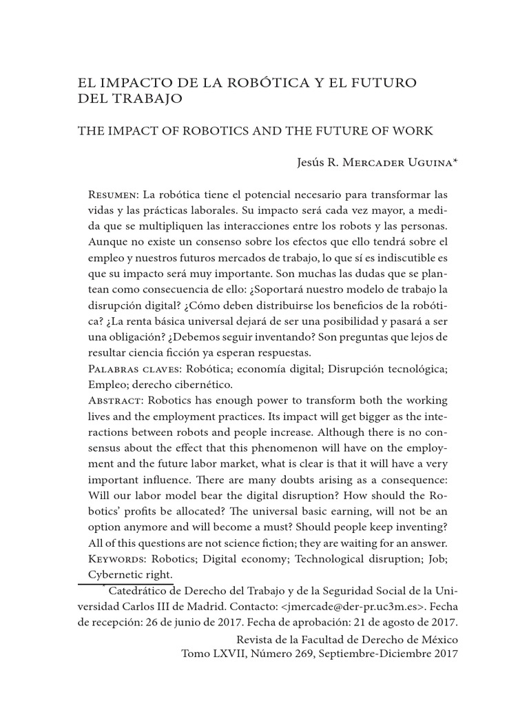 Robótica y el Futuro del Trabajo | PDF | Robot | Robótica